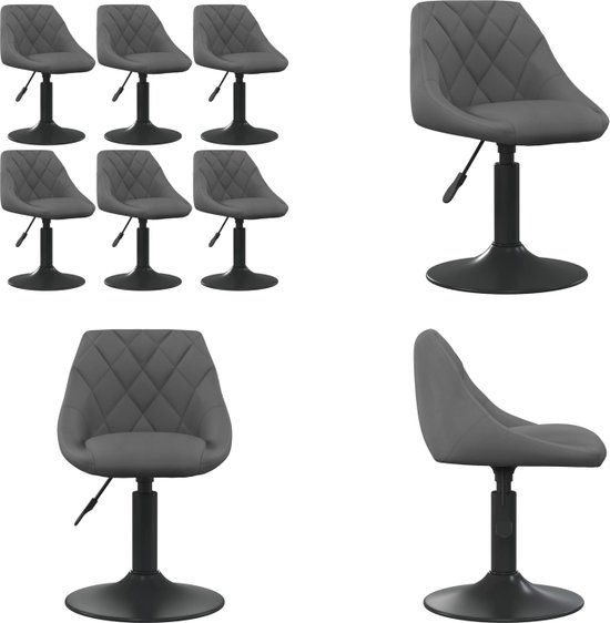 vidaXL Eetkamerstoelen draaibaar 6 st fluweel donkergrijs