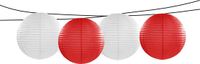 Merkloos Feest/tuin versiering 4x stuks luxe bol-vorm lampionnen rood en wit dia 35 cm