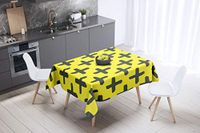 Bonamaison Tafelkleed, Anti-Mold, Sneldrogend, Waterdicht, 100% Polyester Tafellaken, Neon Geel, Rook, 140 x 140 Cm