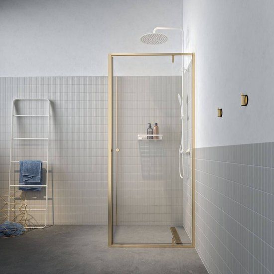 Sealskin Contour douchecabine 90x90cm - geborsteld goud - draaideur - antikalk