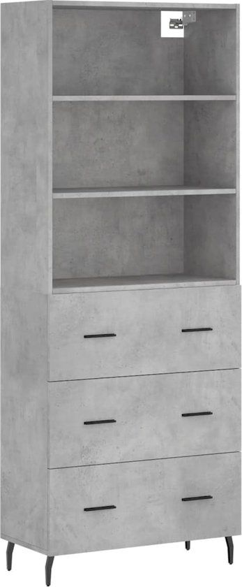 vidaXL Hoge Kast - Betongrijs - 69,5x34x180 cm