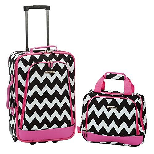 Rockland uniseks bagageset voor volwassenen F102-PINKCHEVRON