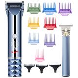 BarberBoss Haar- en baardtrimmerset voor heren, draadloze trimmer, turbo-snelheidstrimmer met led-display, verstelbaar mes, 8 geleidekammen, verzorgingsset voor mannen