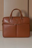 D'Arienzo Cartable 24 heures en Cuir Cognac serviette ordinateur double poche