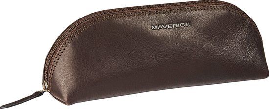 Maverick lederen pennenzak / etui ovaal - donker bruin