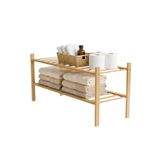 Amig - Bamboe schoenenrek lage Mod. BOO - 2 hoogtes - Gemaakt van bamboe - Lamelontwerp - Plank voor badkamer, woonkamer, gang - 70 x 27 x 40 cm