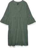 VERO MODA VMHONEY LACE 3/4 V-NECK TUNIC WVN GA Dames Jurk XS Katoen/Polyamide Laurel Wreath
