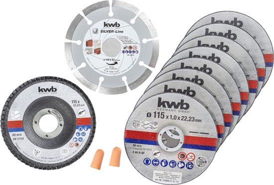 KWB Doorslijpschijven + Diamant- en Slijpschijf, Ø 115 mm, 10 Stuks, RVS
