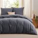 TRANKIELO® - Ensemble de literie 260x240 cm - Microfibre polyester douce - Housse de couette anthracite 3 pièces avec taies d'oreiller