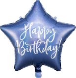 Party-Decoration Partydeco Folieballon Ster Happy Birthday Navy Blauw