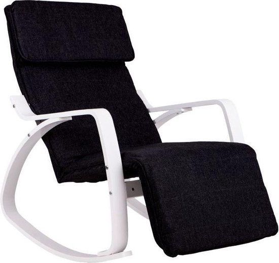 Viking Choice Schommelstoel met verstelbare voetsteun - Zwart & Wit - Scandinavisch Design