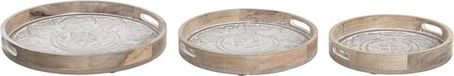 DKD Home Decor Set van trays Wit Bruin Mangohout 39 x 39 x 4,5 cm