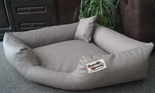 Hundebettenmanufaktur Canto Hondenbed / Hoekbed / Sofa / Kunstleder / 130 x 130 cm / Taupe