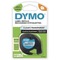 DYMO LetraTag labels en plastique d'origine | Noir sur Transparent | 12 mm x 4 m