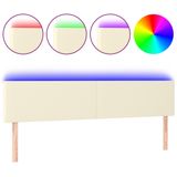 VidaXL Hoofdbord LED 160x5x78/88 cm Kunstleer Crèmekleurig