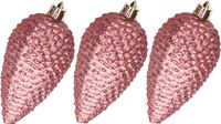 Decoris Kaemingk B.V. 6x stuks kunststof dennenappels kersthangers 8 cm oudroze glitter