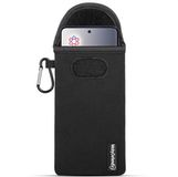 MobyDefend Hoesje - Geschikt voor Motorola Edge 60 / Motorola Edge 60 Fusion - Neopreen Pouch Met Karabijnhaak - Insteek - Riemlus - Zwart