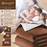 KESSER® Fleece deken Flannel Plaid Sherpa Knuffeldeken Deken voor op de bank - Donkerbruin, L (130 cm x 150 cm)