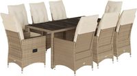 vidaXL 9-delige Tuinset met Kussens Poly Rattan Beige