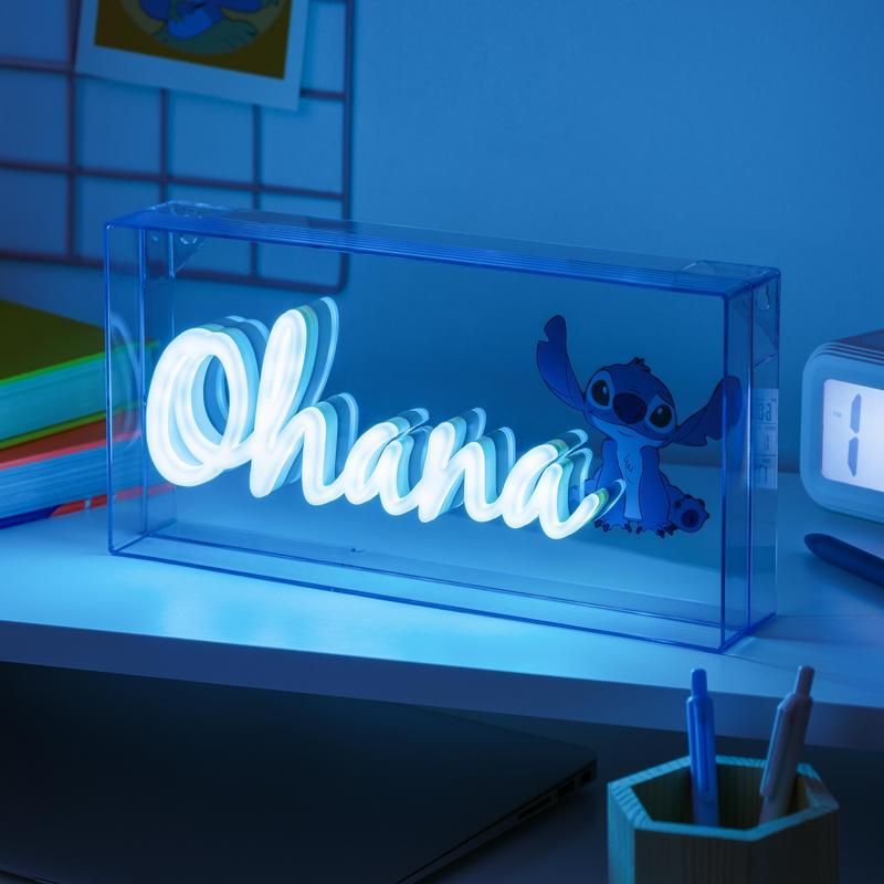 Paladone Lilo & Stitch Ohana LED Neon Lamp - Blue Light - 35cm