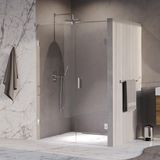 Brauer Void - Nisdeur - 2-Delig - Helder Glas - 140 x 200 cm - Omkeerbaar - met Draaideur 70 cm - Aan Muur - incl. Glascoating - Chroom