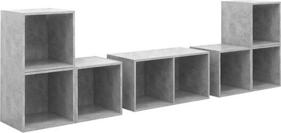 vidaXL 6-delige Tv-meubelset bewerkt hout betongrijs