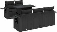 vidaXL 6-delige dining loungeset met kussens, polyrattan, zwart