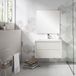 Saniclass Prime Core Ensemble de meubles de salle de bain - 80x50x45cm - 1 lavabo rectangulaire en céramique blanc - 1 trou de robinet - 2 tiroirs - miroir rectangulaire - coton mat (beige)