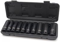 HBM machines HBM 10-delige diepe krachtdoppenset 1/2 inch metrische zeskant met opbergkoffer