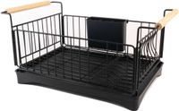 Intirilife Afdruiprek roestvrij staal met lekbak - Zwart - 50 x 29 x 23.5 cm