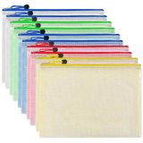 Documententas met ritssluiting, A6, zak met ritssluiting, 5 kleuren, PVC, transparant, documentenmap, mesh rits, tas voor reizen, voor kantoor, reizen, benodigdheden (10 stuks)