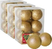 Ger Import 36x stuks kerstballen goud glitters kunststof diameter 6 cm