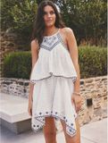 Next Dames Playsuit met borduursel en geperforeerde zoom Wit