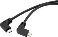 Renkforce RF-4633064 USB-kabel USB 3.2 Gen2 USB-C stekker, USB-C stekker 1.20 m Zwart 90° haaks naar links