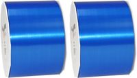 Merkloos 2x XL Hobby/decoratie blauwe kunststof sierlinten 9 cm/90 mm x 91 meter extra breed - Cadeaulint kunststof lint/ribbon