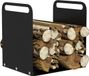 Outsunny Porte-bûches avec poignées - Rangement pour bois - Porte-combustible - Noir