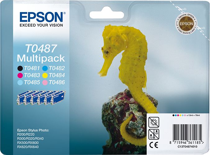 Epson T0487 - Seahorse Multipack - Inktcartridge - Origineel - Zwart/Kleur