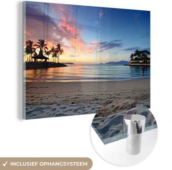 MuchoWow® Glass Painting 150x100 cm - Acrylic Glass Painting - Beach - Tropical - Colors - Photo on Glass - Paintings