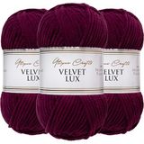 Utopia Crafts Velvet Lux Chenille Garen 3×100g – Superzacht Dik Garen voor Haken & Breien, Dekens, Speelgoed, Amigurumi – Haaknaald 5,5mm, Pluizig (Diep Bordeaux)