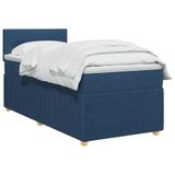 vidaXL Boxspringbed met matras en hoofdeinde, Blauw, 90 x 200 cm, Stof