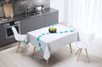 Bonamaison Tafelkleed, Anti-Mold, Sneldrogend, Waterdicht, 100% Polyester Tafellaken, Turkoois, wit, 140 x 140 Cm