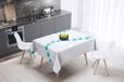 Bonamaison Tafelkleed, Anti-Mold, Sneldrogend, Waterdicht, 100% Polyester Tafellaken, Turkoois, wit, 140 x 140 Cm