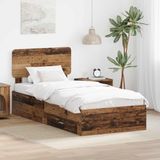 vidaXL Bedframe - met lade met opslag - Oudhout - 90 x 190 cm - Bewerkt hout