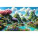 Papier peint panoramique montagnes fleurs 260 cm x 164 cm
