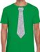Bellatio Decorations Shoppartners Bv Carnaval verkleed t-shirt - met zilveren glitter stropdas - groen - voor heren - disco - glamour M