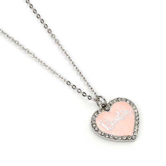 The Carat Shop Barbie Roze Email Hart Hanger Ketting Met Kristallen - Unisex - Metaal - 41 cm