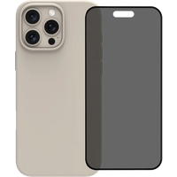 BlueBuilt Back Cover iPhone 16 Pro Max Beige + Privacy Filter Screenprotector Glas