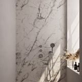 Brauer Regendoucheset 19 Inbouw Muur Brushed Edition 20cm Rond Geborsteld Nikkel PVD 3 Greeps 3-weg Met Thermostaatkraan en Handdouche