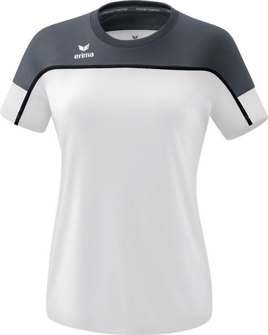 Erima Change T-Shirt Dames - Wit / Slate Grey / Zwart - Maat 42