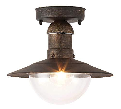 Rabalux 8736 A++ tot E, buitenplafondlamp Oslo, metaal, E27, antiek goud, 24 x 21,5 cm